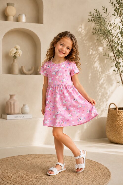 Rochie fetițe ROC001A (unicorn)