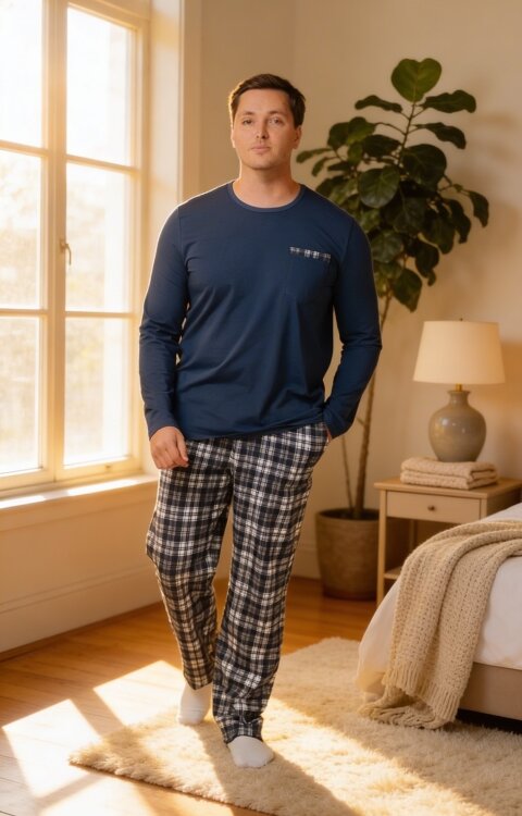 Pijama LSB004F (albastru indigo)