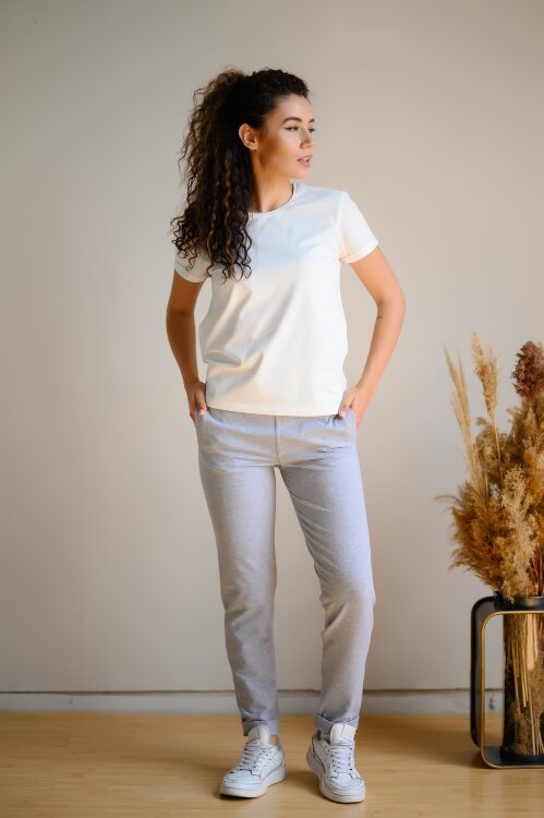 Pantaloni femei PTF301A (gri melanj)