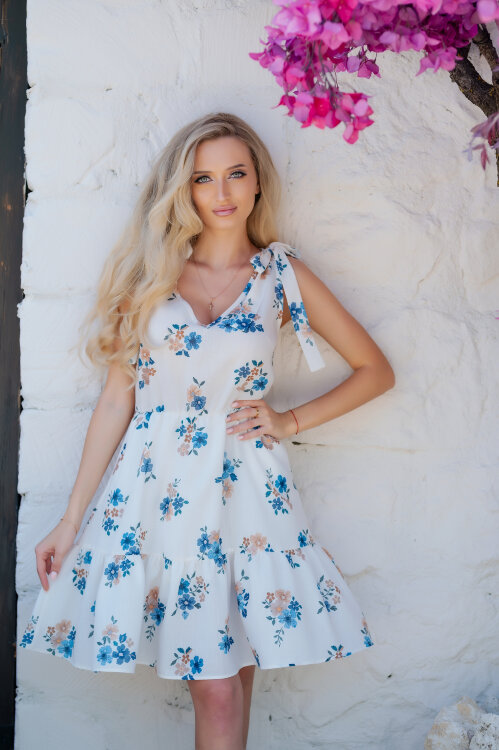 -30% Rochie ROF029A (flori albastre)