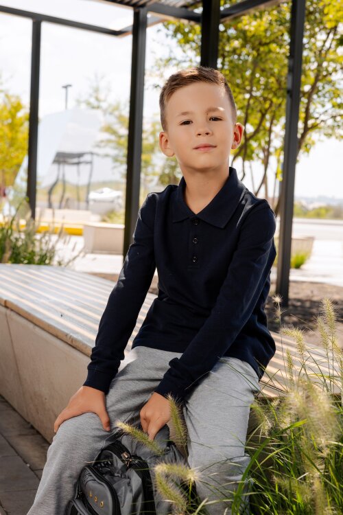 Tricou polo m/l TPC103B(albastru închis)