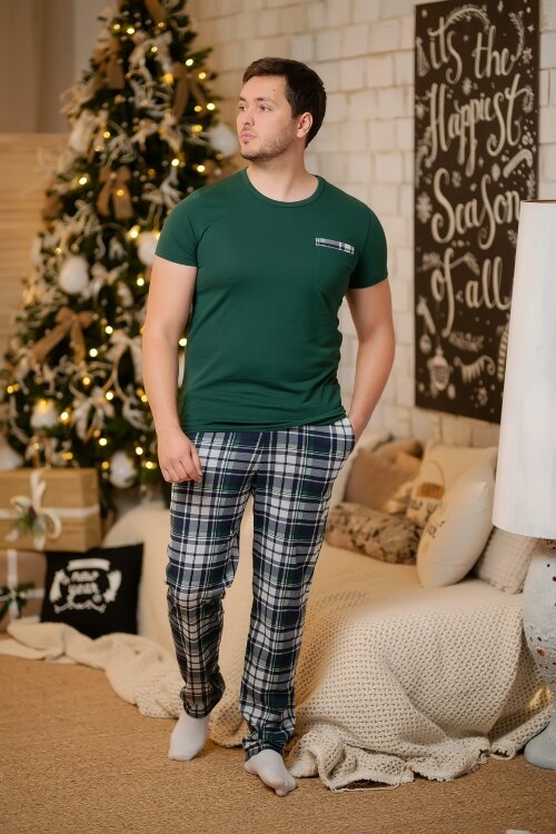 Pijama LSB004E (verde smarald, carou)