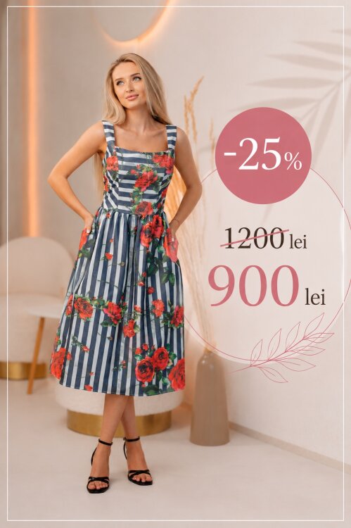 -25% Rochie midi SFF004A (buchet floral dungi)
