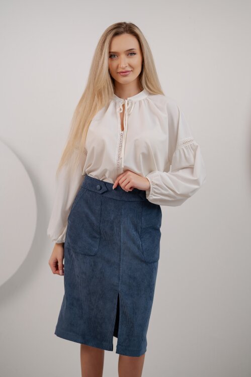 Fustă velvet FSF006A (albastru)