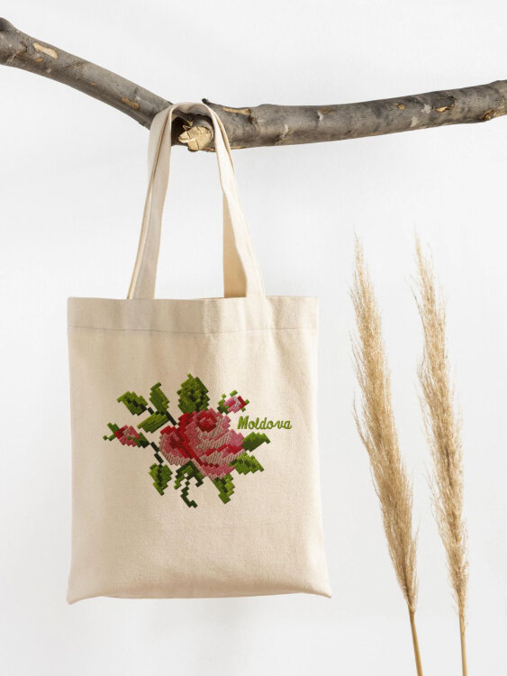 Traistă Broderie Trandafir Moldova AGT008A 